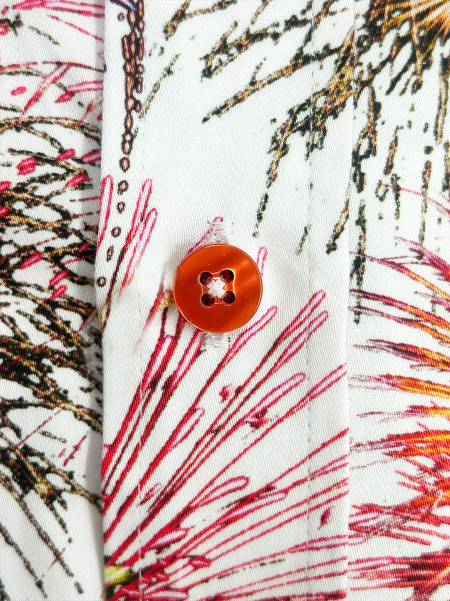 New Year Print Men's Shirt with Matching Handkerchief-Makrom