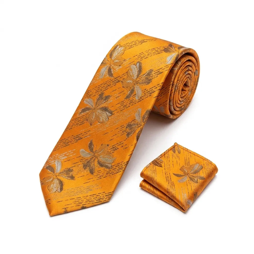 Orange-Flower-Mens-Tie
