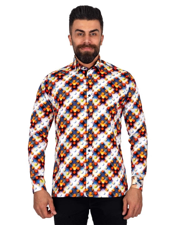 Orange Pure Cotton Dotted Print-Makrom