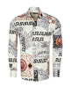 Oscar Banks Premium Cream Satin Baroque Print Dress Shirt-Makrom