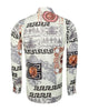 Oscar Banks Premium Cream Satin Baroque Print Dress Shirt-Makrom