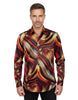 Oscar Banks Premium Satin Abstract Flame Pattern Print Shirt-Makrom