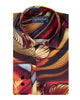 Oscar Banks Premium Satin Abstract Flame Pattern Print Shirt-Makrom