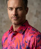 Oscar Banks Premium Satin Bold Abstract Print Dress Shirt
