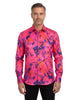 Oscar Banks Premium Satin Bold Abstract Print Dress Shirt-Makrom