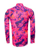 Oscar Banks Premium Satin Bold Abstract Print Dress Shirt-Makrom