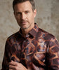 Oscar Banks Premium Satin Bold Geometric Pattern Print Shirt