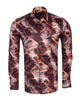 Oscar Banks Premium Satin Bold Geometric Pattern Print Shirt-Makrom