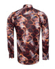 Oscar Banks Premium Satin Bold Geometric Pattern Print Shirt-Makrom