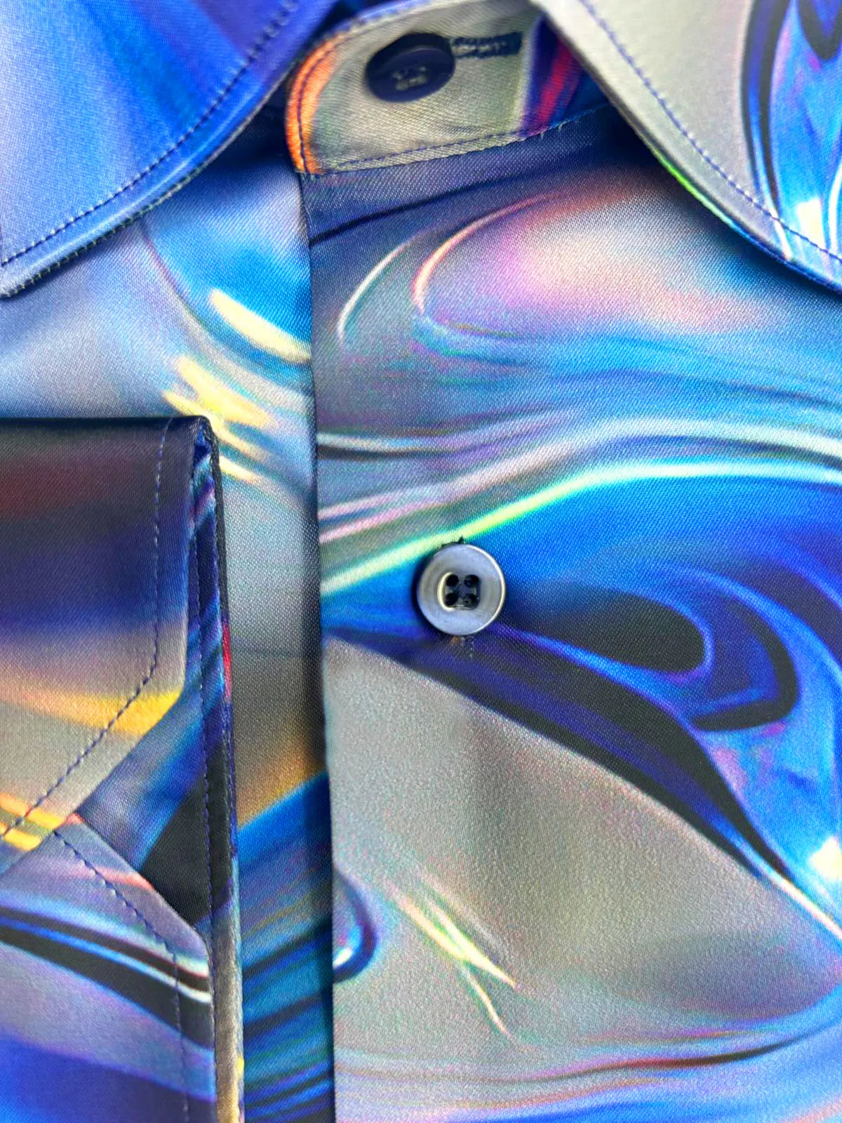 Oscar Banks Premium Satin Purple Marble Print Shirt-Makrom