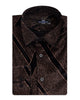 Oscar Banks Premium Shiny Black and Bronze Geometric Pattern Shirt-Makrom