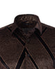 Oscar Banks Premium Shiny Black and Bronze Geometric Pattern Shirt-Makrom
