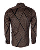 Oscar Banks Premium Shiny Black and Bronze Geometric Pattern Shirt-Makrom
