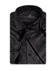 Oscar Banks Premium Shiny Black and Grey Geometric Pattern Shirt-Makrom