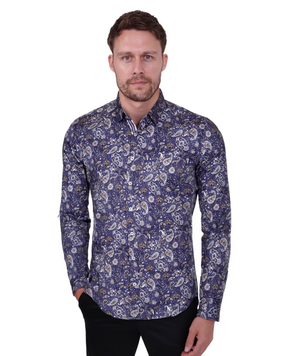 Paisley Print Pure Cotton Shirt-Makrom