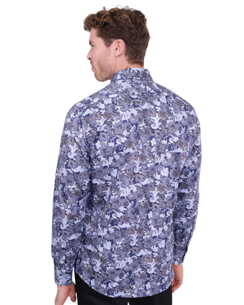 Paisley Print Shirt with Matching Handkerchief-Makrom