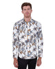Paisley Print Yellow Detail on Collar Long Sleeve Shirt-Makrom
