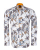 Paisley Print Yellow Detail on Collar Long Sleeve Shirt-Makrom