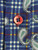 Dark Blue Plaid Tartan Paisley Print Shirt