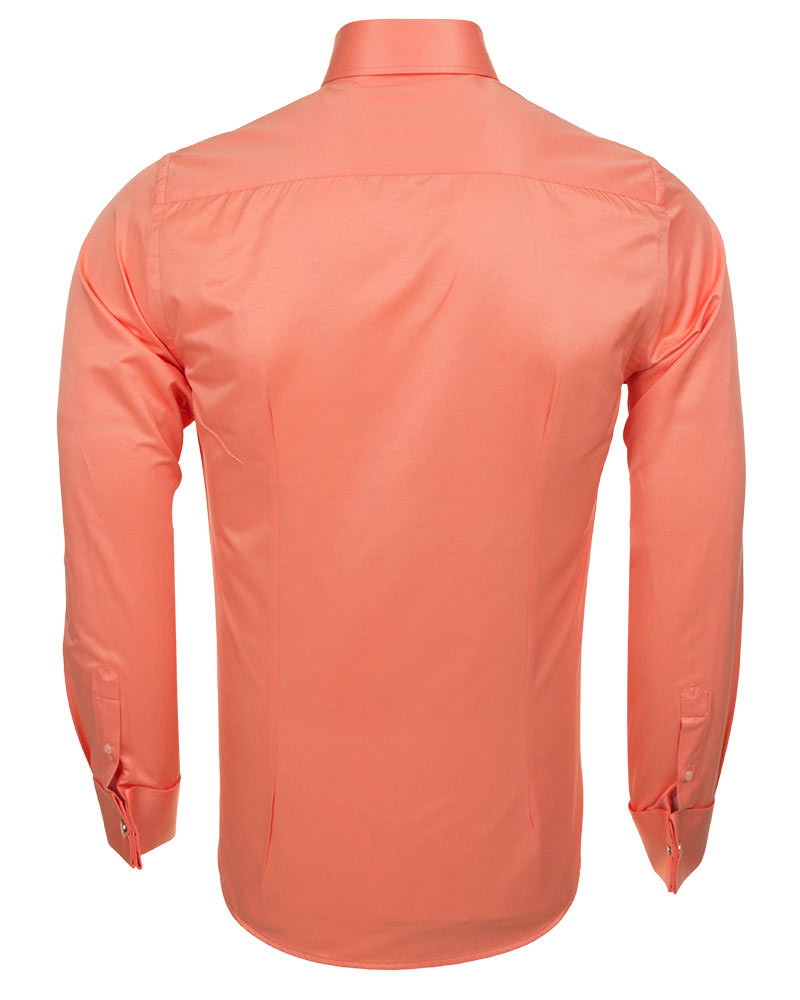 Peach Plain Double Cuffed Shirts-Makrom