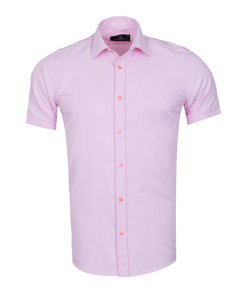 Pink Classic Twill Short Sleeve Shirt-Makrom