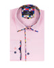Pink Fashion Shirt with Multicolour Collar Tip Design-Makrom