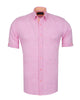 Pink Linen Plain Short Sleeve Shirt-Makrom