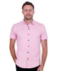 Pink Plain Colourful Buttons Short Sleeve Shirt-Makrom