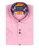 Pink Plain Colourful Buttons Short Sleeve Shirt-Makrom