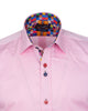 Pink Plain Colourful Buttons Short Sleeve Shirt-Makrom