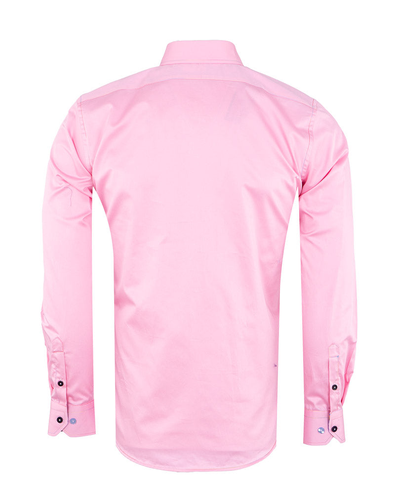 Pink Plain Colourful Stitching & Button Pure Cotton Shirt-Makrom