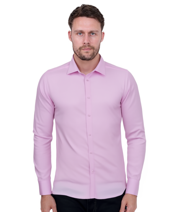 Pink Twill Classic Single Cuff Shirt-Makrom