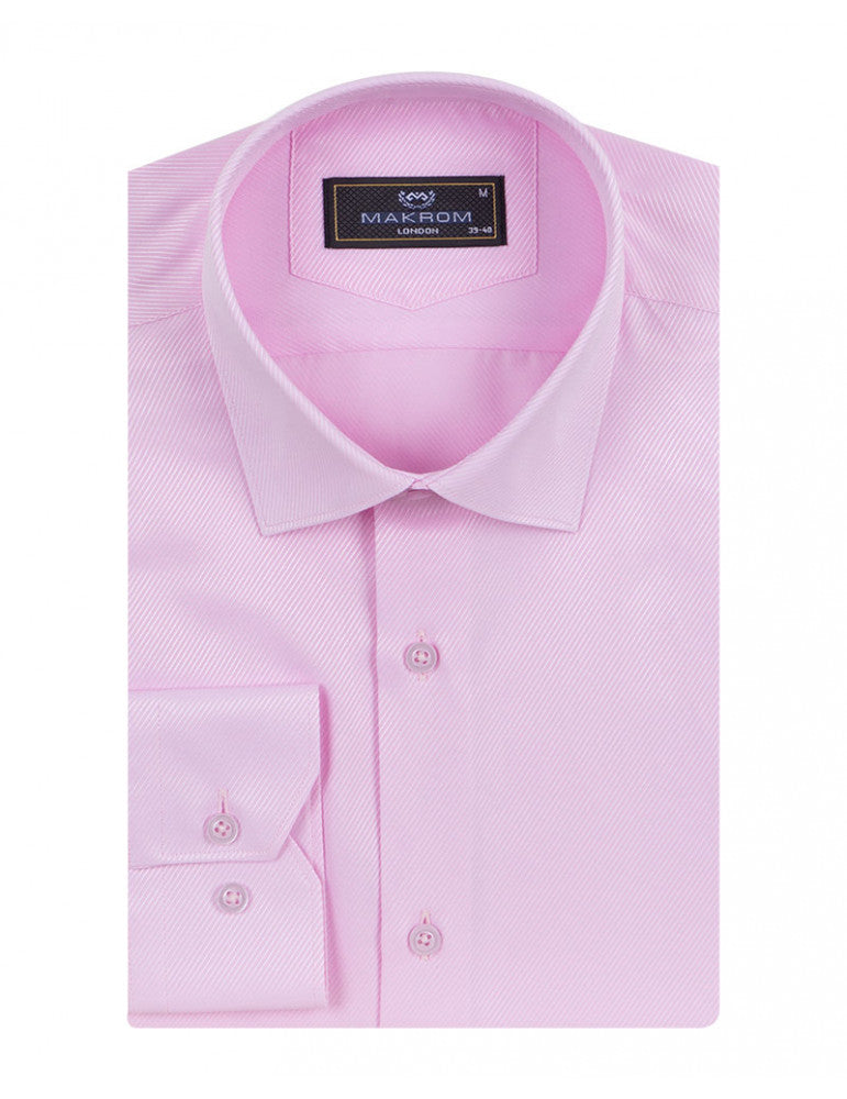 Pink Twill Classic Single Cuff Shirt-Makrom