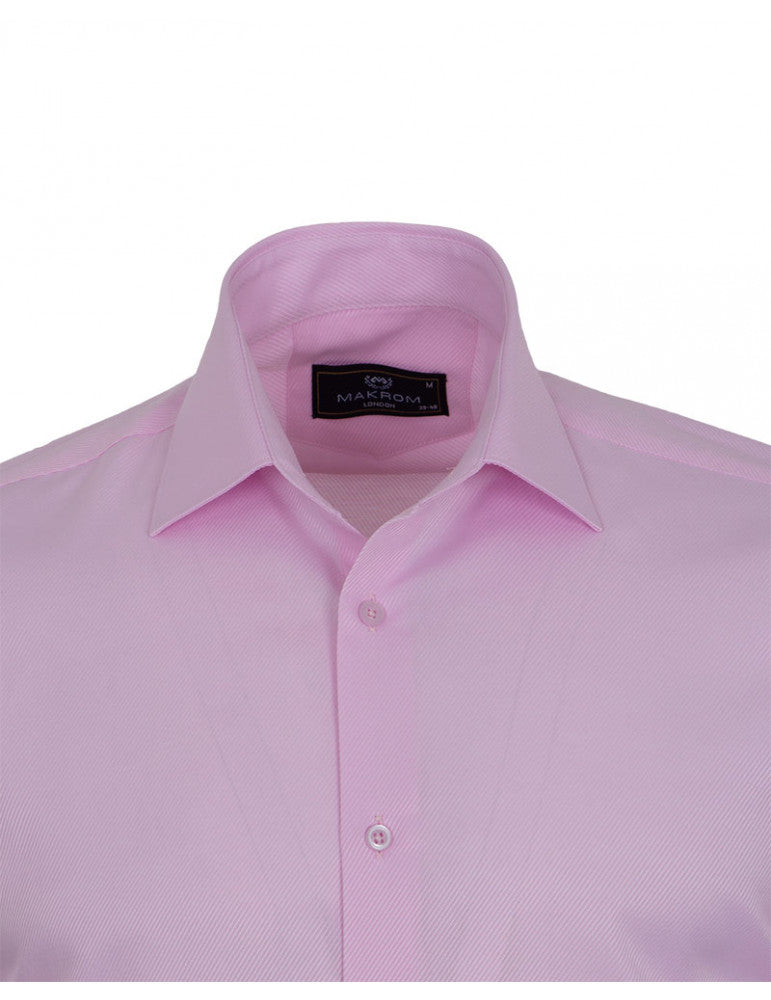 Pink Twill Classic Single Cuff Shirt-Makrom