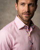 Pink Fashion Shirt with Multicolour Collar Tip Design