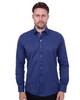 Plain Dark Blue Shirt with Floral Insert Design Shirt-Makrom