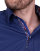Plain Dark Blue Shirt with Floral Insert Design Shirt-Makrom