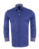 Plain Dark Blue Shirt with Floral Insert Design Shirt-Makrom