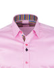 Plain Pink Shirt with Colourful Stripe Insert Shirt-Makrom