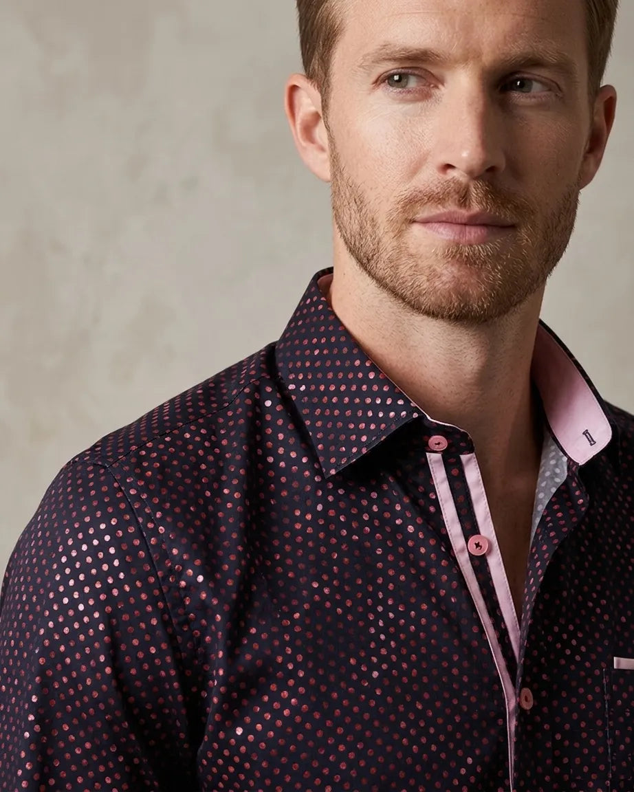 Polka Dot Print Pure Cotton Shirt-Makrom