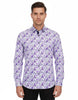 Purple Birds in Tree Print Long Sleeve Shirt-Makrom