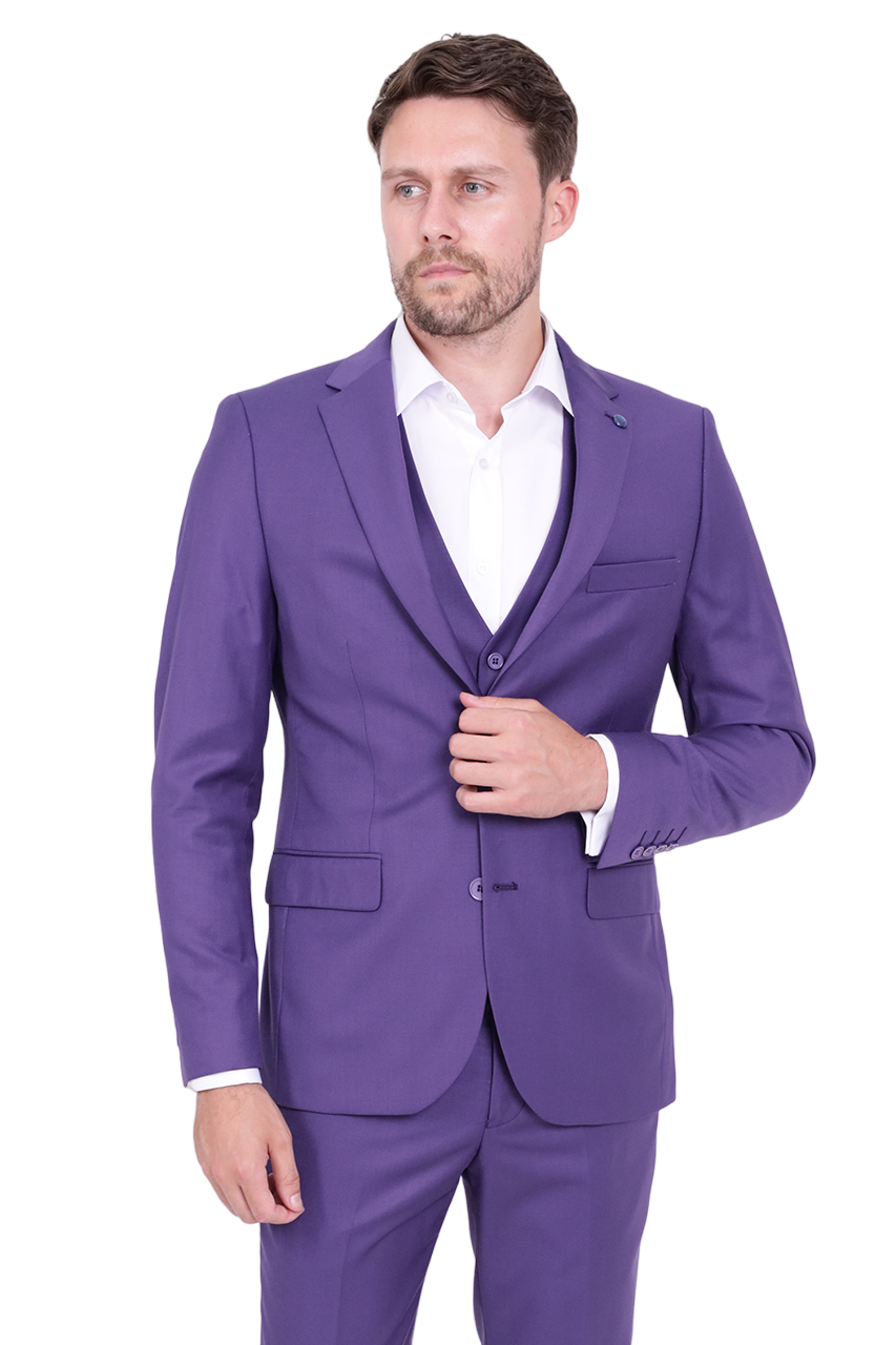 Purple Classic Plain 3 Piece Men's Suit-Makrom