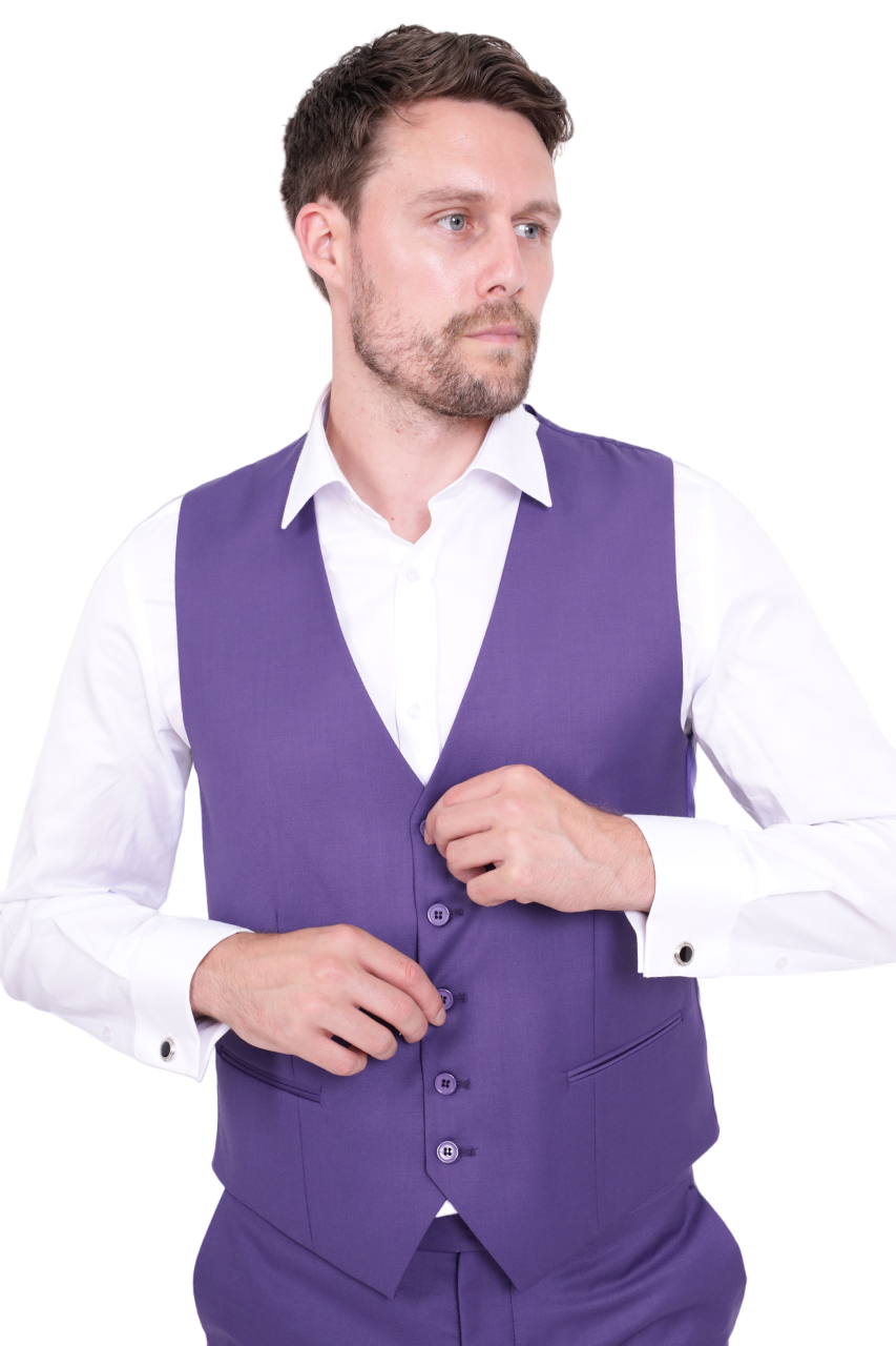 Purple Classic Plain 3 Piece Men's Suit-Makrom