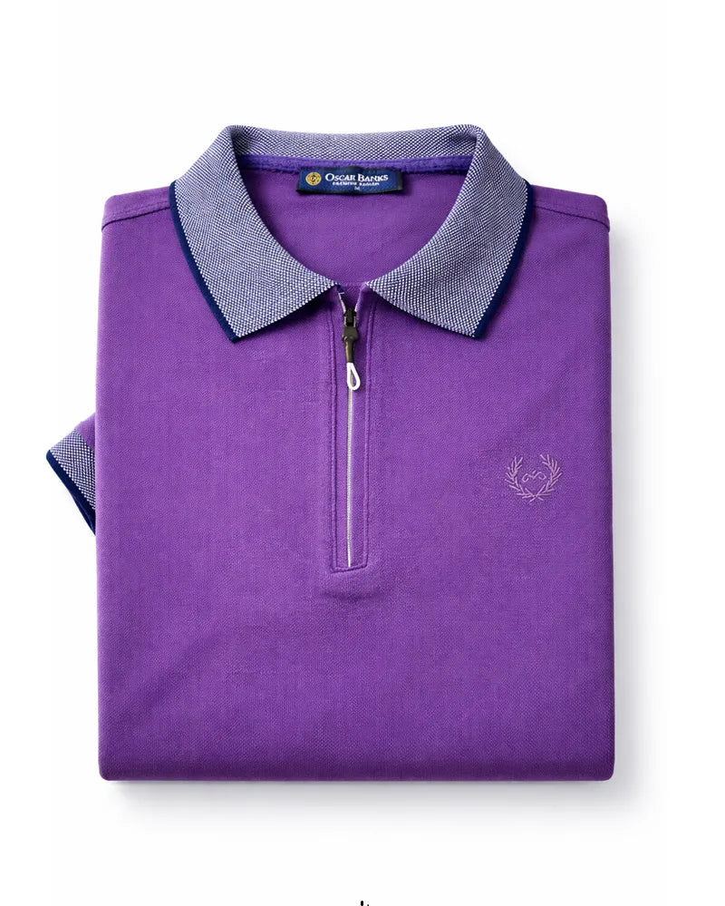 Purple Classic Polo T-Shirt With Contast Collar-Makrom