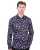 Purple Dragonfly Print Shirt with Matching Handkerchief-Makrom
