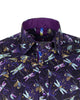 Purple Dragonfly Print Shirt with Matching Handkerchief-Makrom