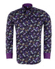 Purple Dragonfly Print Shirt with Matching Handkerchief-Makrom