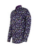 Purple Dragonfly Print Shirt with Matching Handkerchief-Makrom