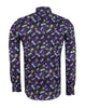 Purple Dragonfly Print Shirt with Matching Handkerchief-Makrom