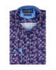 Purple Floral Print Shirt with Matching Handkerchief-Makrom